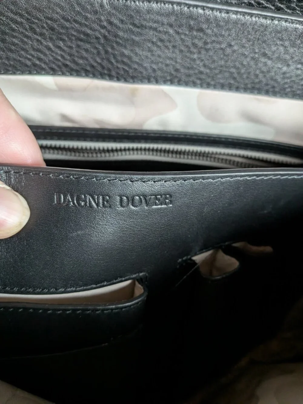 Dagne Dover Simone Bag Black Pebbled Leather Flap Shoulder Briefcase Laptop